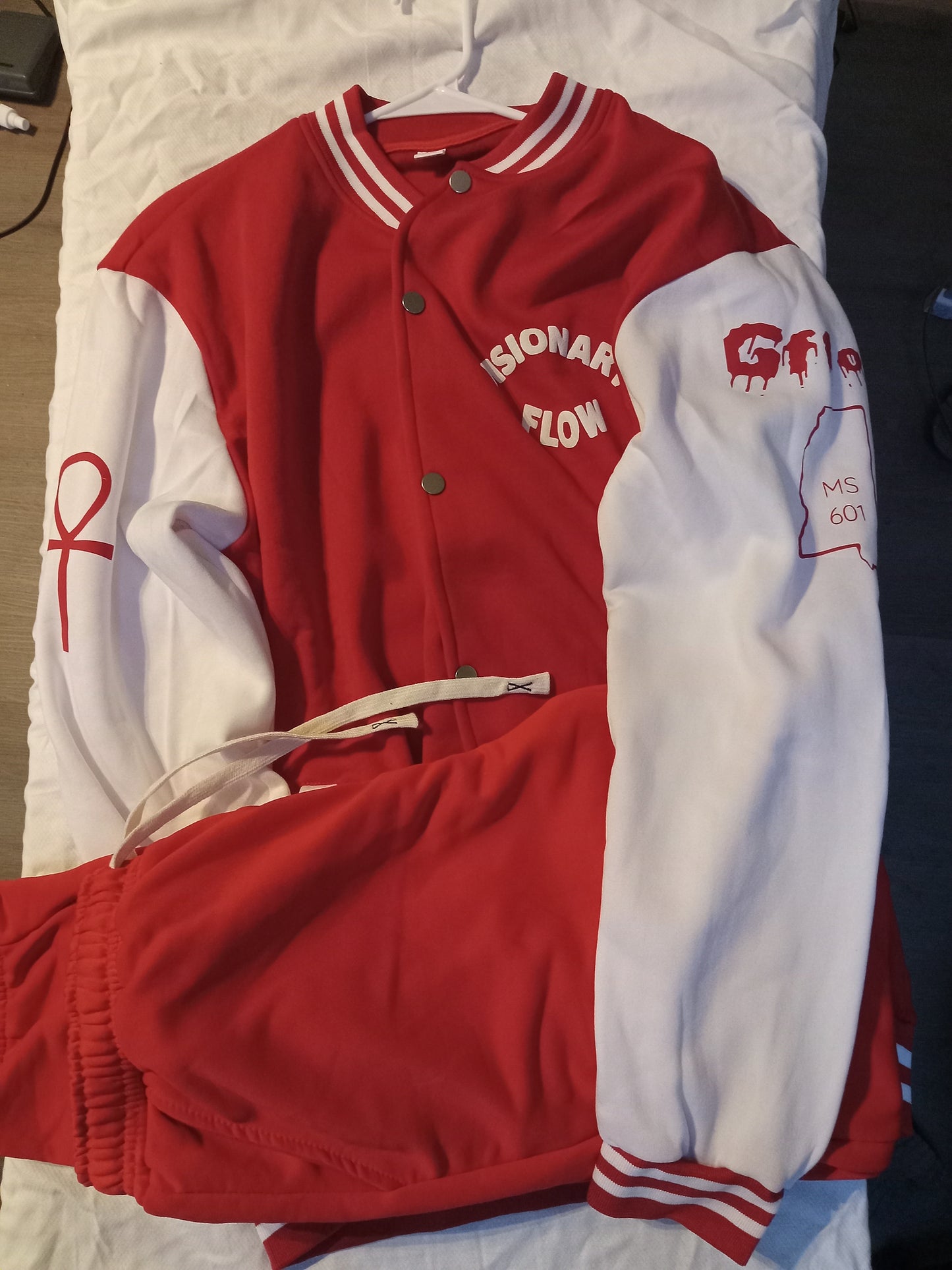 Red and white visionary Flow academy jacket set